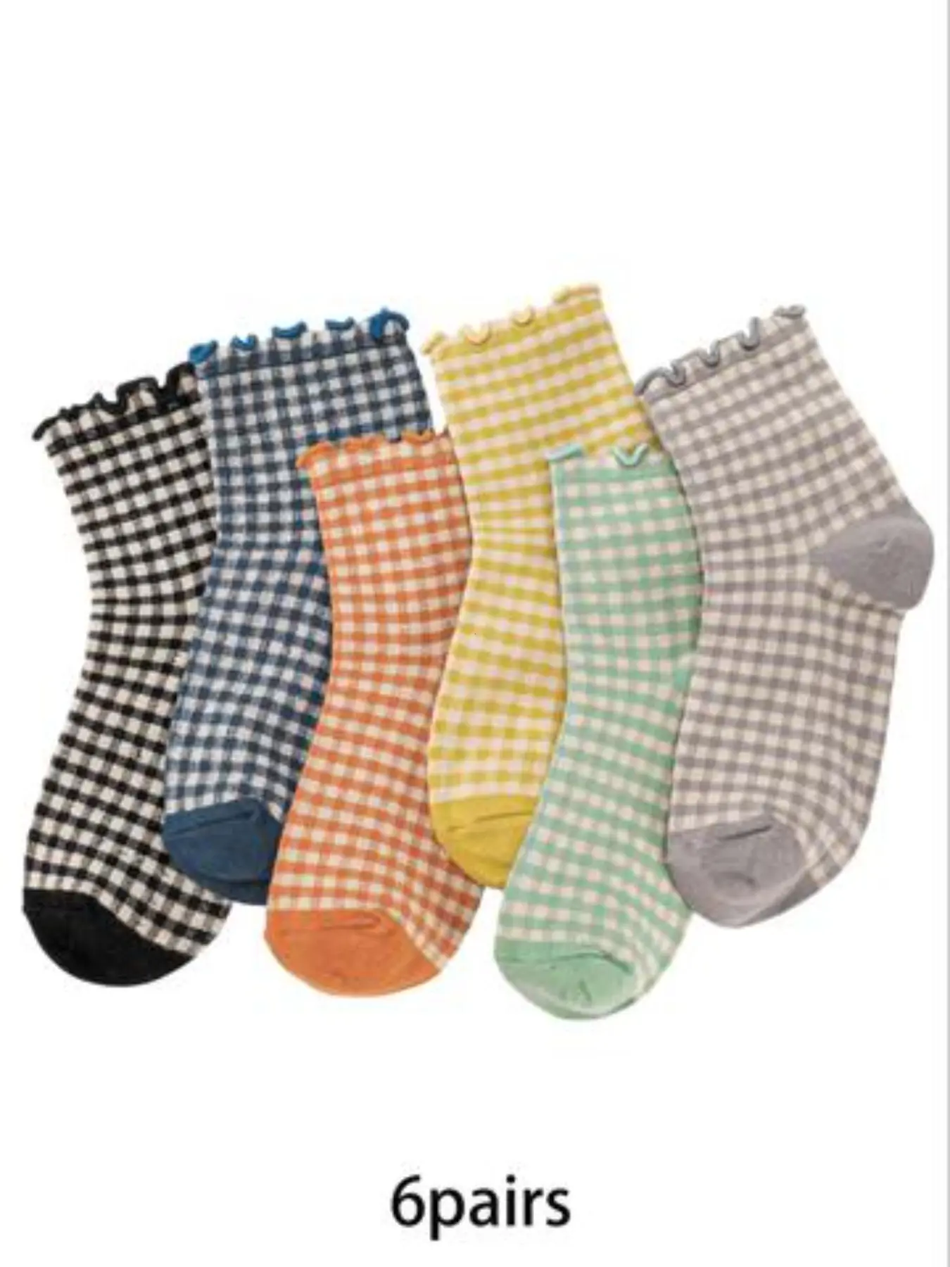 5 Pairs Vintage Plaid Crew Socks, Cute Colorful Checkered Edge Socks, Suitable for Girls' Daily Sports and Leisure, Injinji Socks