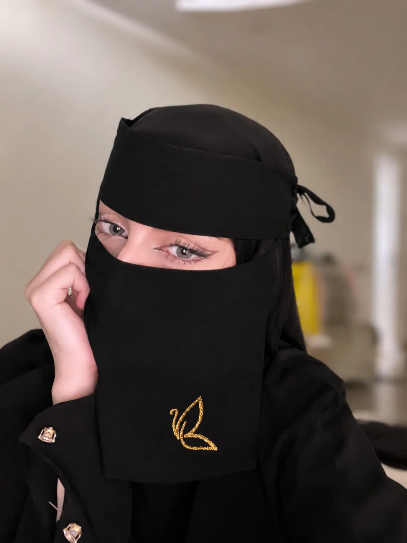 Women's Lightweight Breathable Semi-Butterfly Veil, Single Layer Cover Niqab, Islamic Face Veil, Khimar, Hijab for Daily Wear and Prayer