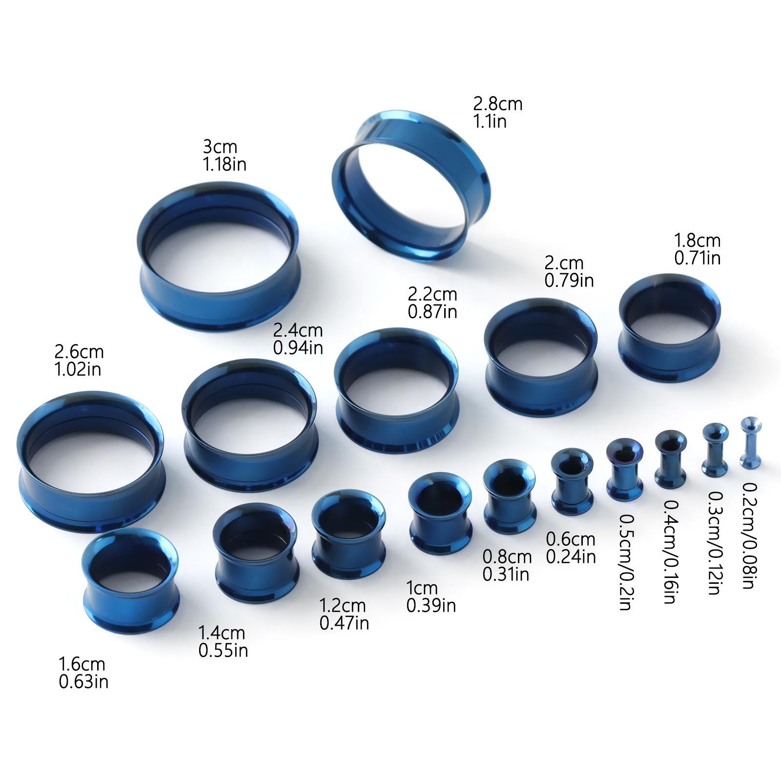 316L Stainless Steel Double Flared Ear Gauges Set, 2G-00G Ear Tunnels Plugs, Hypoallergenic Ear Stretching Jewelry for Women Men