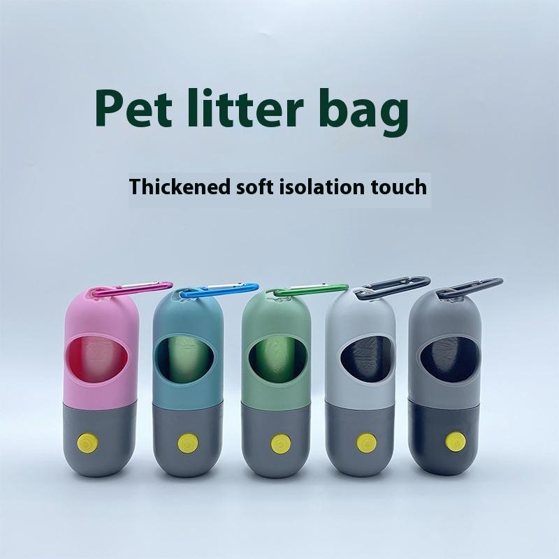 Picking up poop in the dark?  That’s a no. LED light dispenser = you see it, you bag it, you glow it.  Also works for cats!