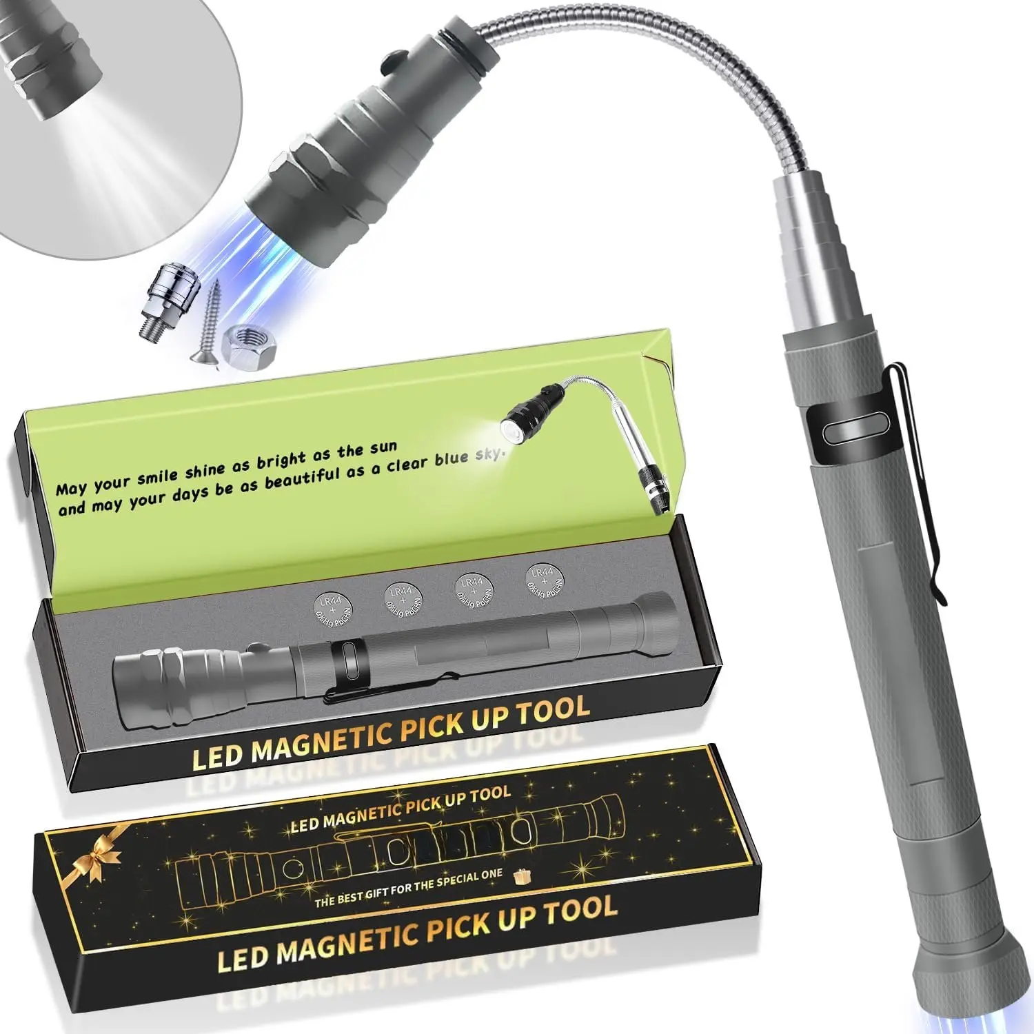 Pickup Tool Gifts for Men, Stocking Stuffers for Men Adults, Telescoping  Flashlight Christmas Birthday  for Dad, Mens, Him, Husband, Grandpa, Handyman