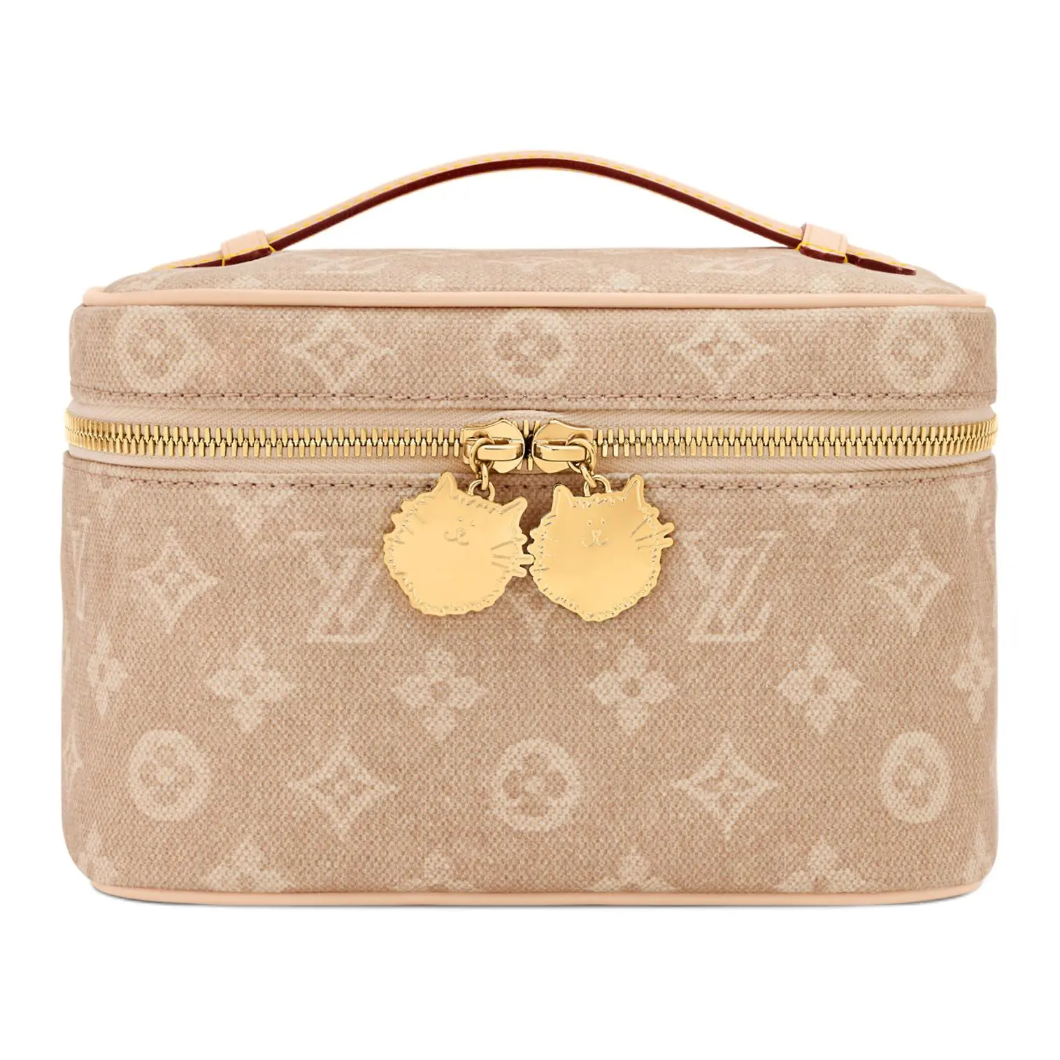 Women's Louis Vuitton x Grace Coddington Catogram Meowgram Coated Canvas Mini Cosmetic Bag - Kawaii Women's Handbags, Beige