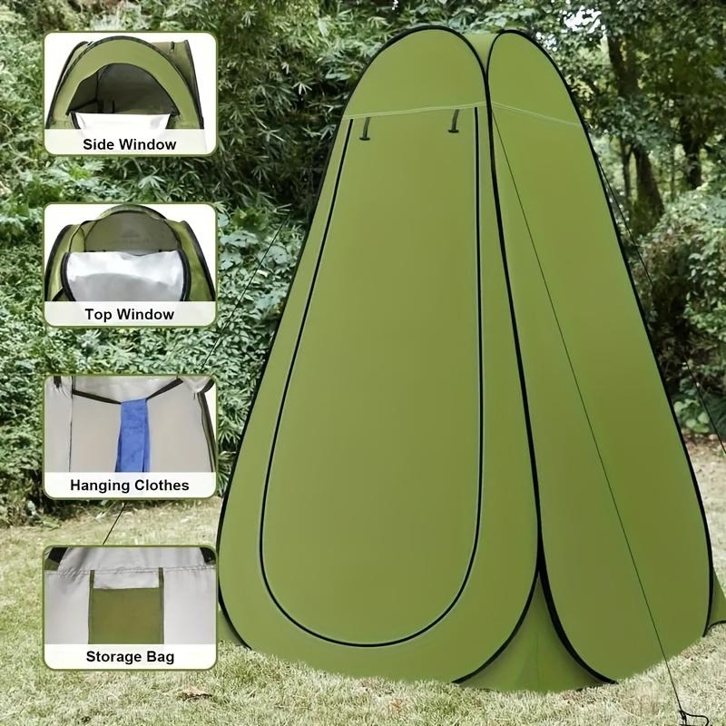 Pop-up privacy tent, extra-large portable model, suitable for RV camping trips, portable instant-open camping tent with storage bag, oval tent suitable for camping, travel, home, beach, green zipper closure, dual-use for indoor and outdoor