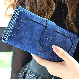 Men's & Women's Vegan PU Long Bifold Wallet Nubuck Synthetic Leather with 17 Card Slots ID Window Multi-Pocket Design High-Quality Durable