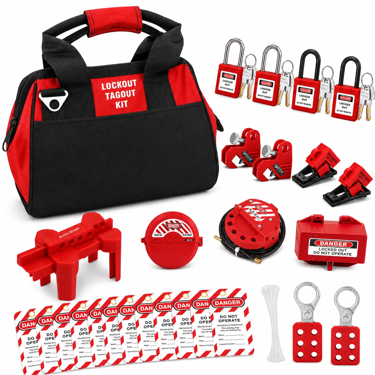 26PCS LOTO Lockout Tagout Kit Industrial Electrical Safety Lock Kit with Keyed Padlocks, Lockout Devices, Tags & Tool Bag