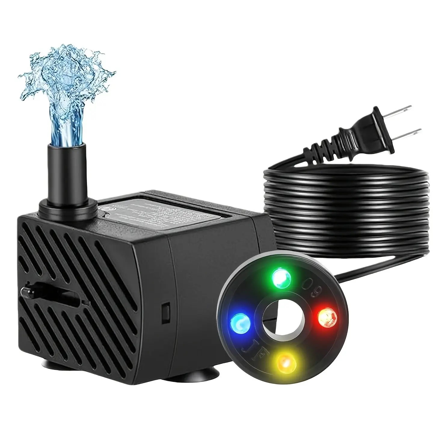 Mini Submersible Fountain Water Pump With LED Light 47GPH 3W Small Ultra Quiet Water Pump For Aquarium Fish Tank Outdoor Pond Water Feature Fountain Statuary Aquarium Supplies Fish Tank Accessories