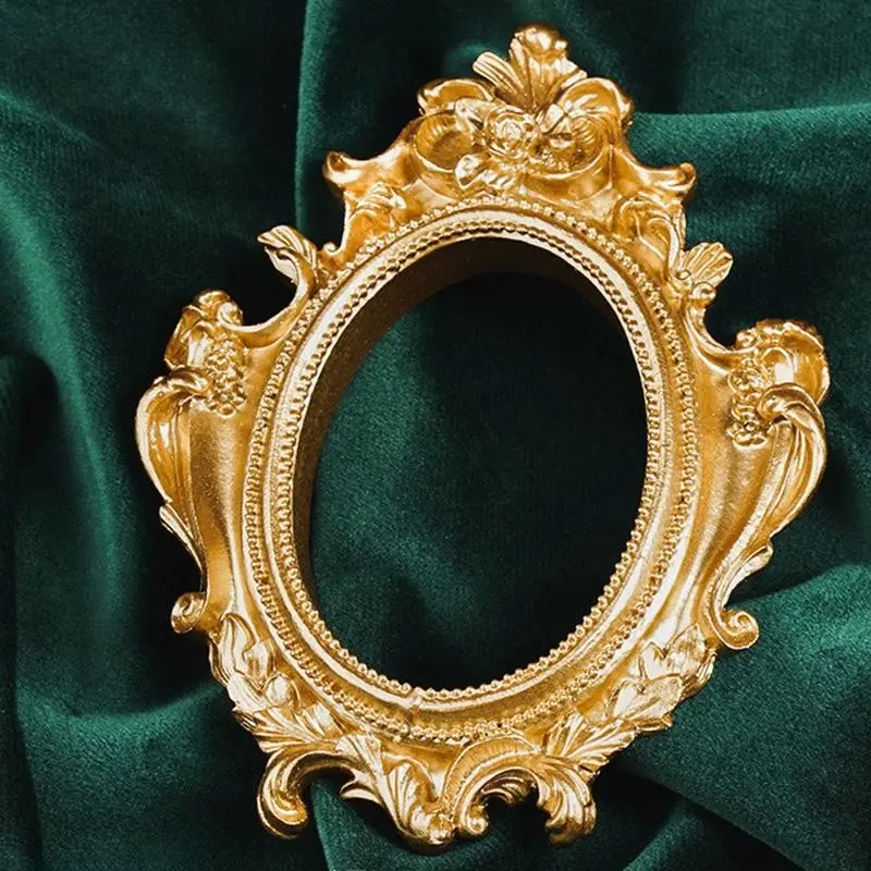 Vintage Victorian Resin Oval Mini Photo Frame, Vintage Picture Frames, Elegant Tabletop Frame, Classic European Style, Home Office Desktop Decor