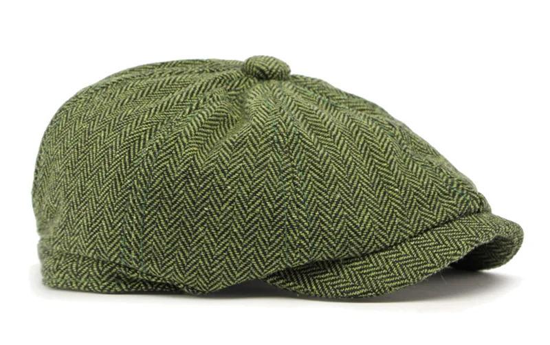 Twill Flat Cap for Men Women Herringbone Newsboy Caps British Style Octagonal Hat Solid Green Red Detective Cabbie Beret Hat