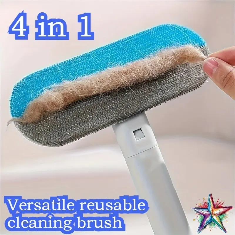 Reusable Pet Hair Removal Cleaning Brush with Glass Scraper, Multi-Function Lint Remover Cleaner for Carpets, Sofas, Clothes, Glass, Floor, Home Cleaning Tool