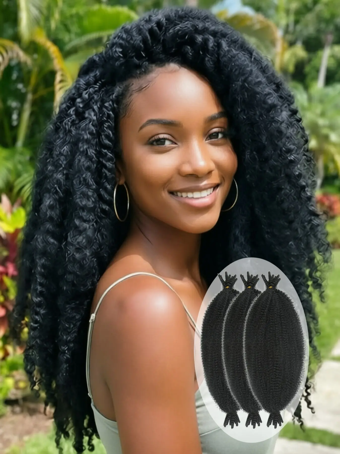 Black Pre-Fluffed Spring Twist Hair — 18-Inch Elastic Marley Twist Braids (3 Bundles/Pack). Pre-separated synthetic fibers, designed specifically for Black women; ideal for faux locs and spring twist extensions, suitable for daily wear.