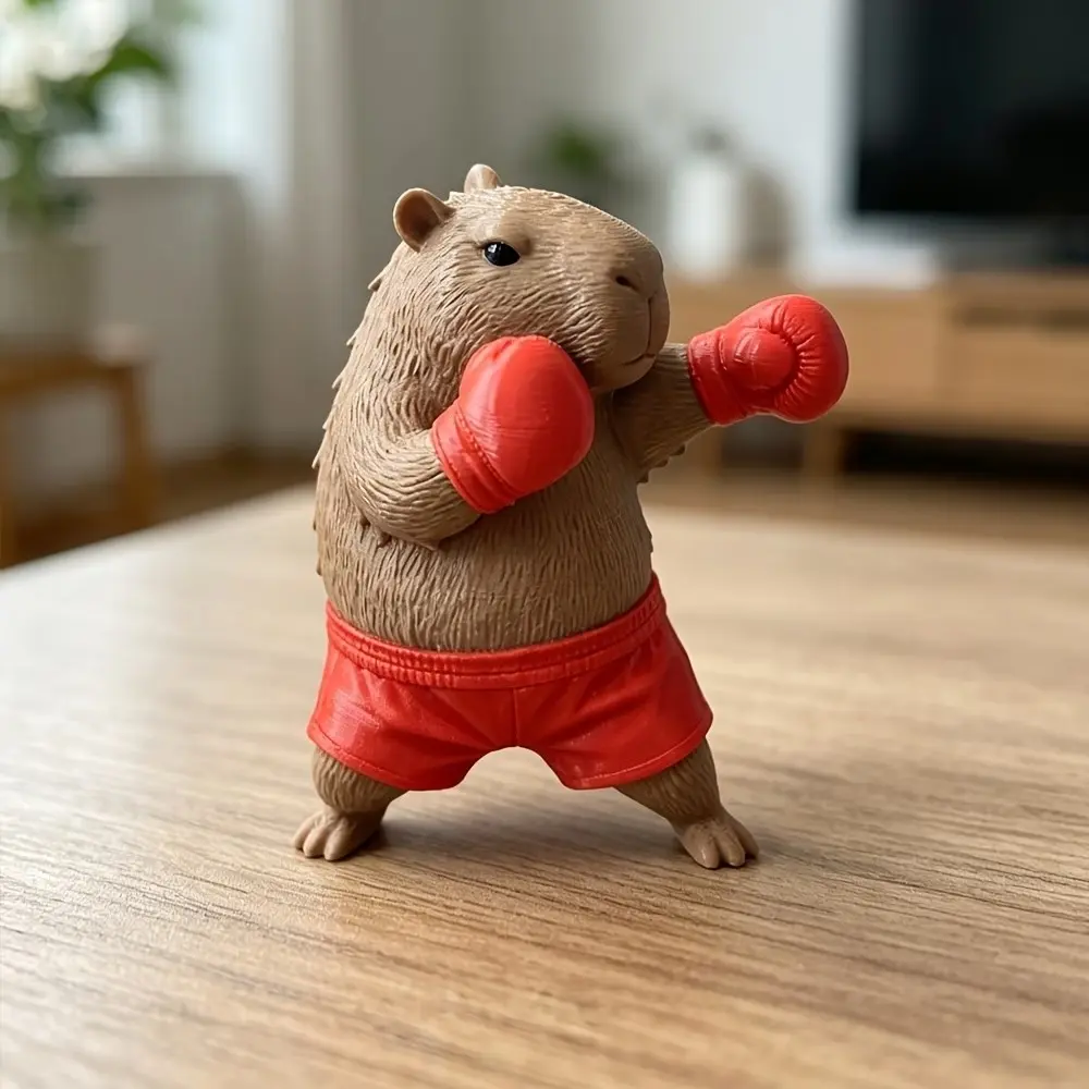 Standing Boxing Capybara Home Decoration Collectible Statue, Decor for Home Office & Car Dashboard, Versatile Ornament Gift for All Year