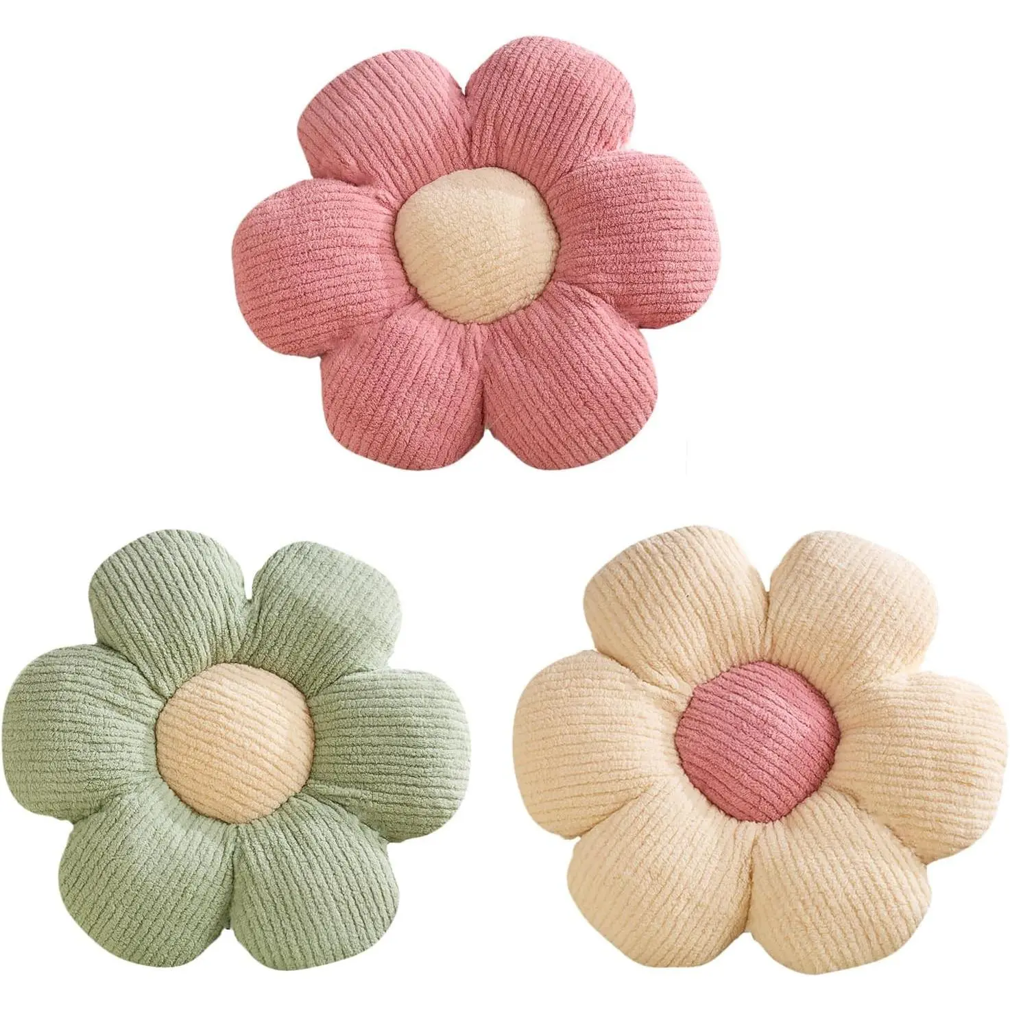 3 Pcs Flower Pillow Flowers Shaped Cushion Decorative Daisy Pillow for Bed Cute Throw Pillow Flower Floor Pillow Soft Seat Cushion 15.7"