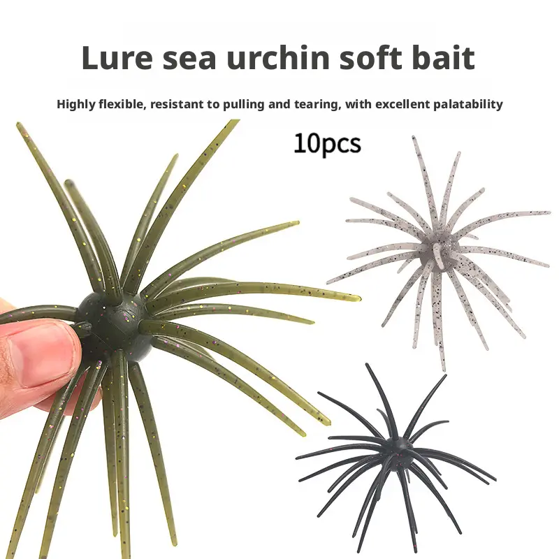 Durable Bass Fishing Lures 10-Pack, Realistic Sea Urchin Soft Plastic Floating Lure with High Flexibility for Freshwater Trout, Flexible Shape, Highly Pliable, Resists Tear