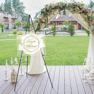 Display Easel Stand For Wedding Sign - Artist Instant Tripod Collapsible Portable Floor Easel For Posters- 63" Adjustable Easy Folding Metal Stand For Display Show, Arts, Painting, Father'S Day Gifts