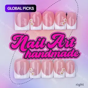 Delicatething Y2K-Style Duckbill Square Nail Set, Handmade French-Design Nail Art Tools Set, Includes Jelly Glue, Crystal Stick and File, Perfect Gift for Women