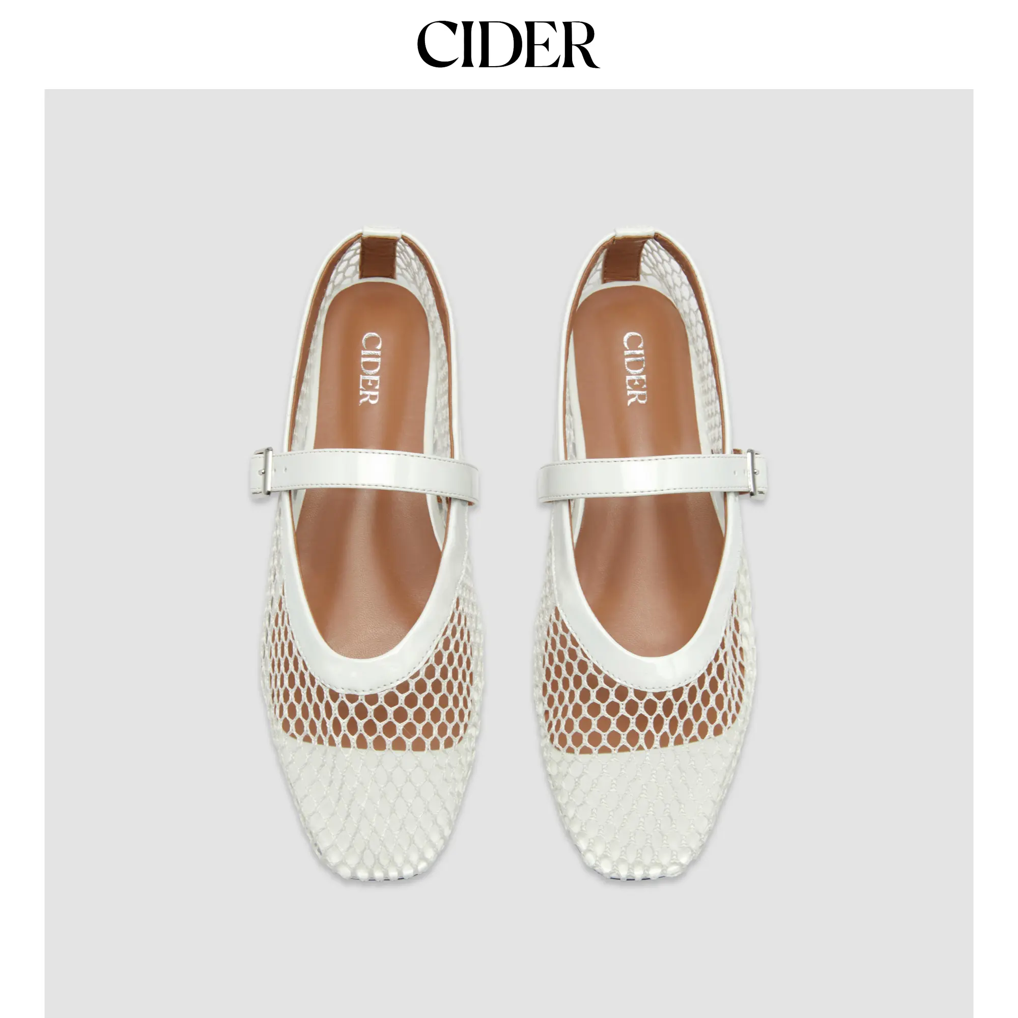 Cider FAUX LEATHER MESH MARY JANE FLATS SohoChic