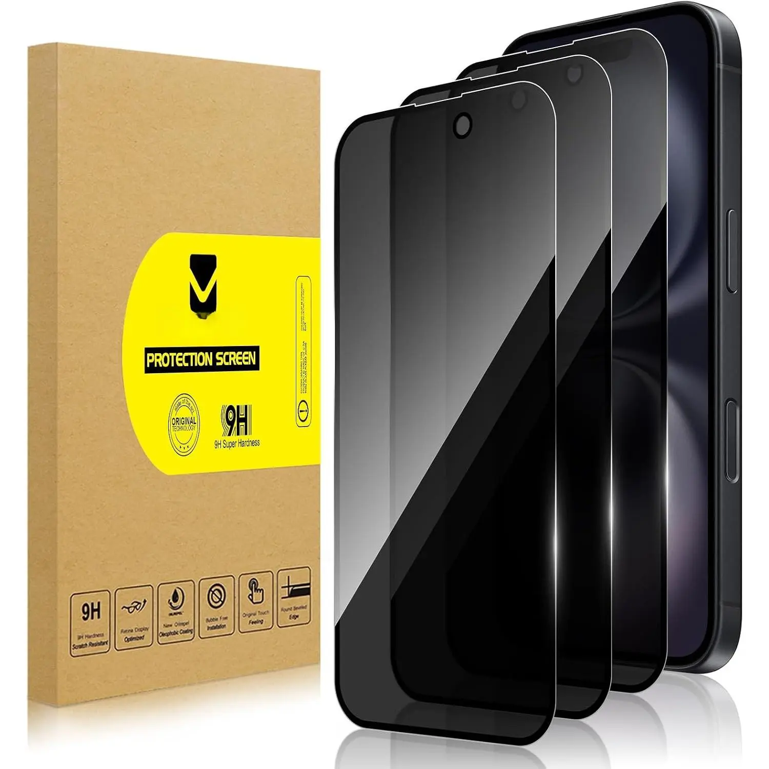 3 Pack  Screen Protector for  16 [Anti-Spy Tempered Glass], Ultra , Anti-Scratch, Bubble-Free, Easy Install 9H Protective Glass for  16