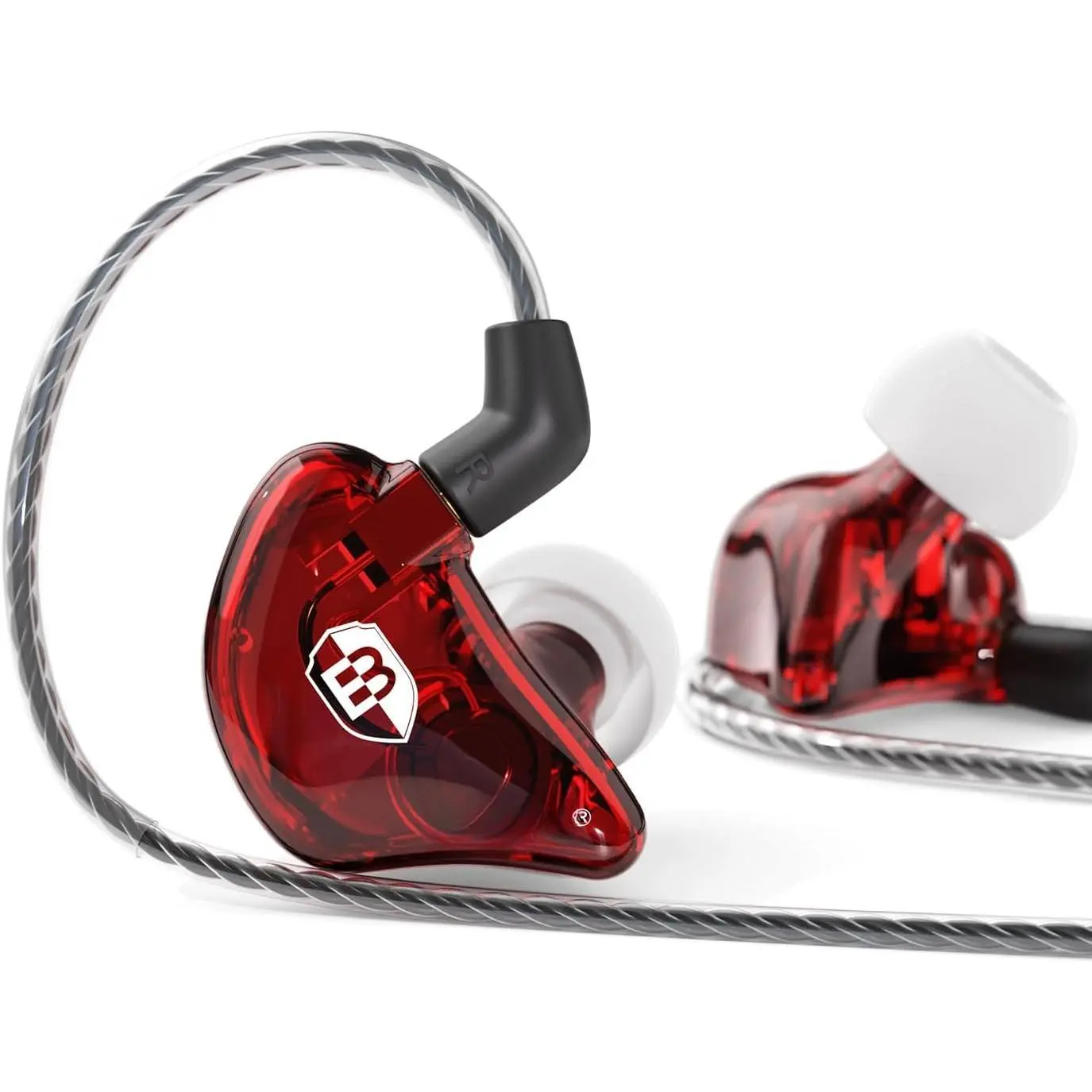 Bsinger PRO in-Ear Monitors Hybrid Dynamic  Drivers Two Detachable MMCX Cables Musicians in-Ear Earbuds Headphones (Red)