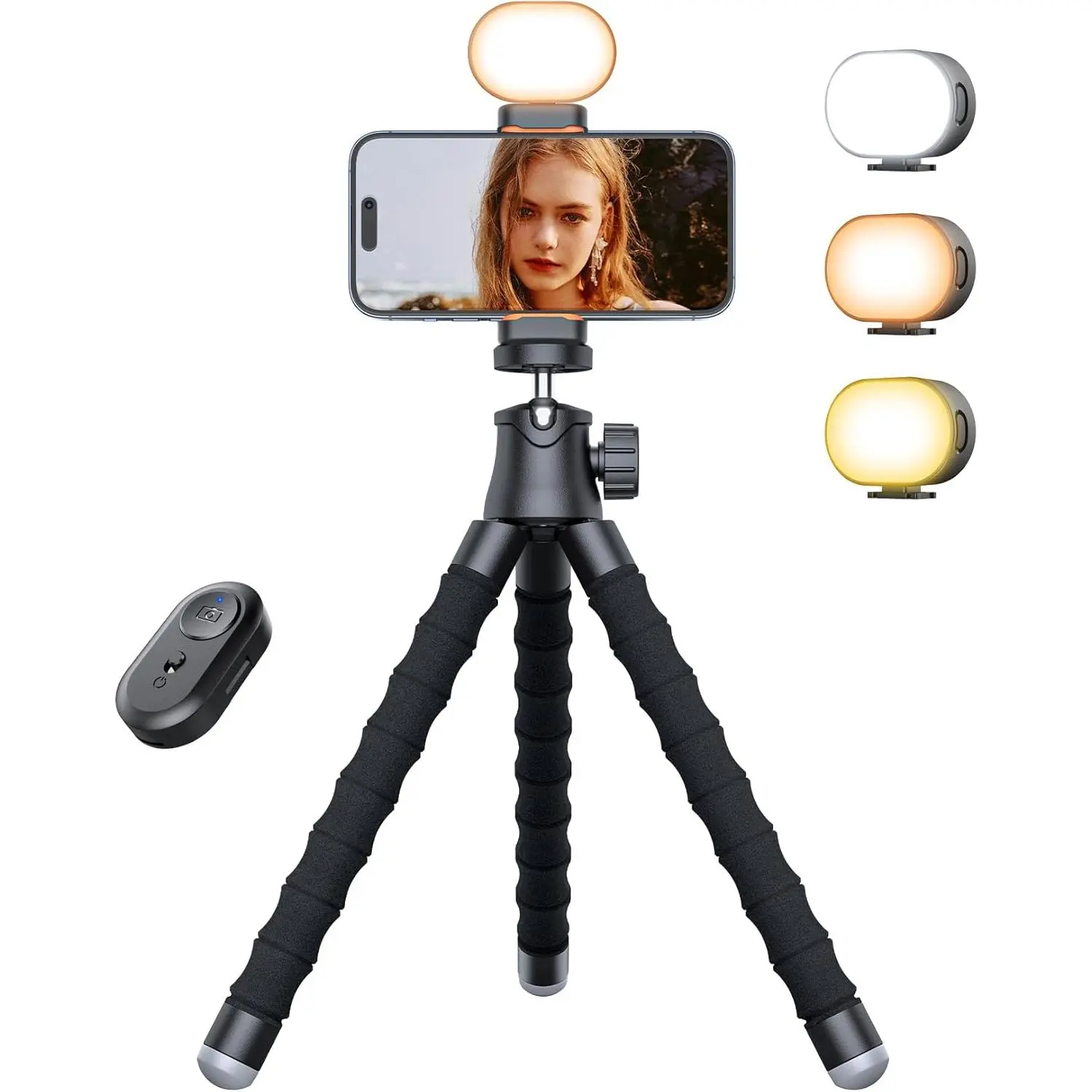 13.4'' Black Extendable Reinforced Smartphone Tripod Stand with Remote, Universal Clip for Android Devices, Selfie & Phone Accessory