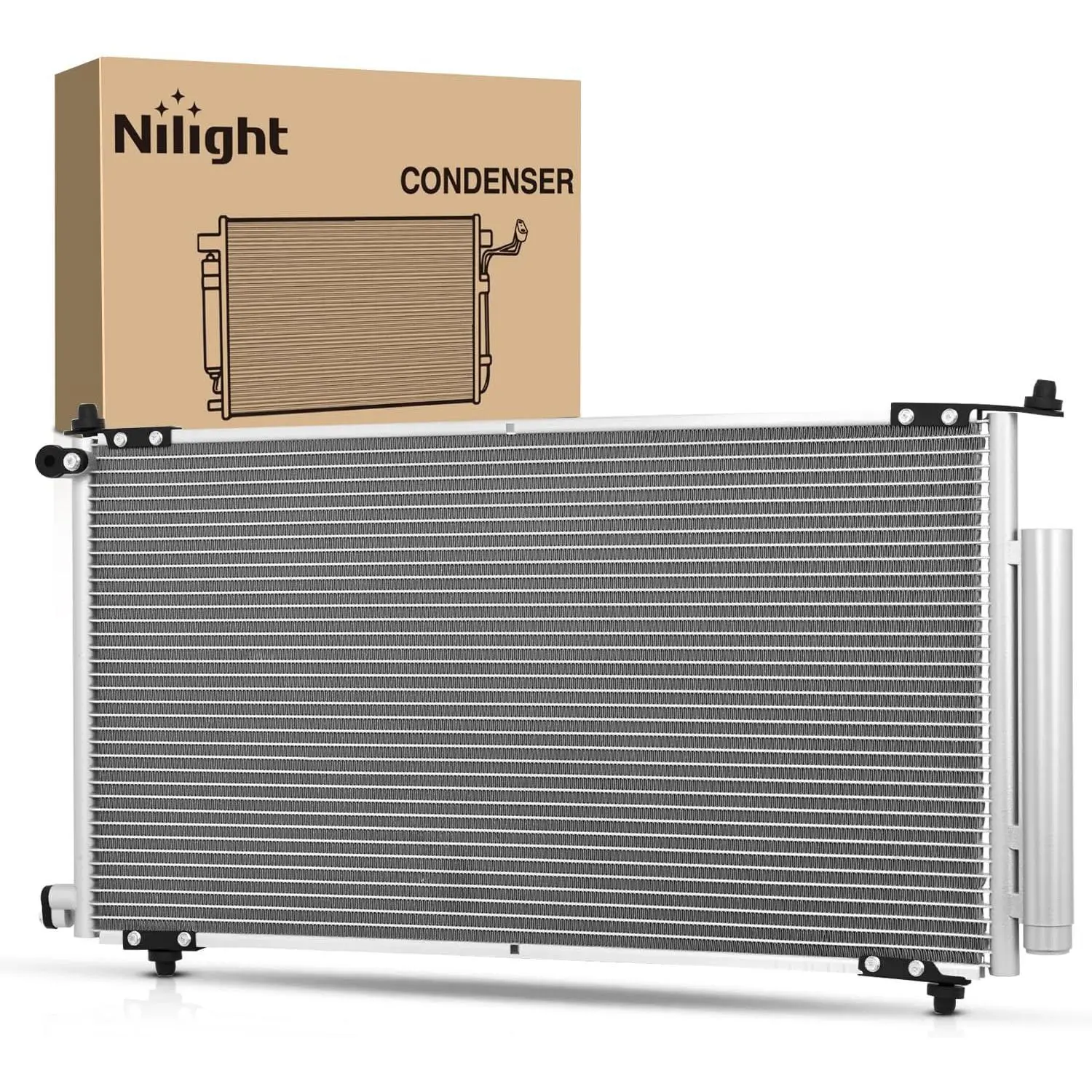 Nlilght AC Condenser Fit for Honda CR-V 2002-2006 Element L4 2.4L 2003-2011 Air Conditioning A/C Condenser with Receiver Drier Replace# 3112, 4770629, HO3030124, 80101SCAA01, 80110S9A003, 80110S9A013