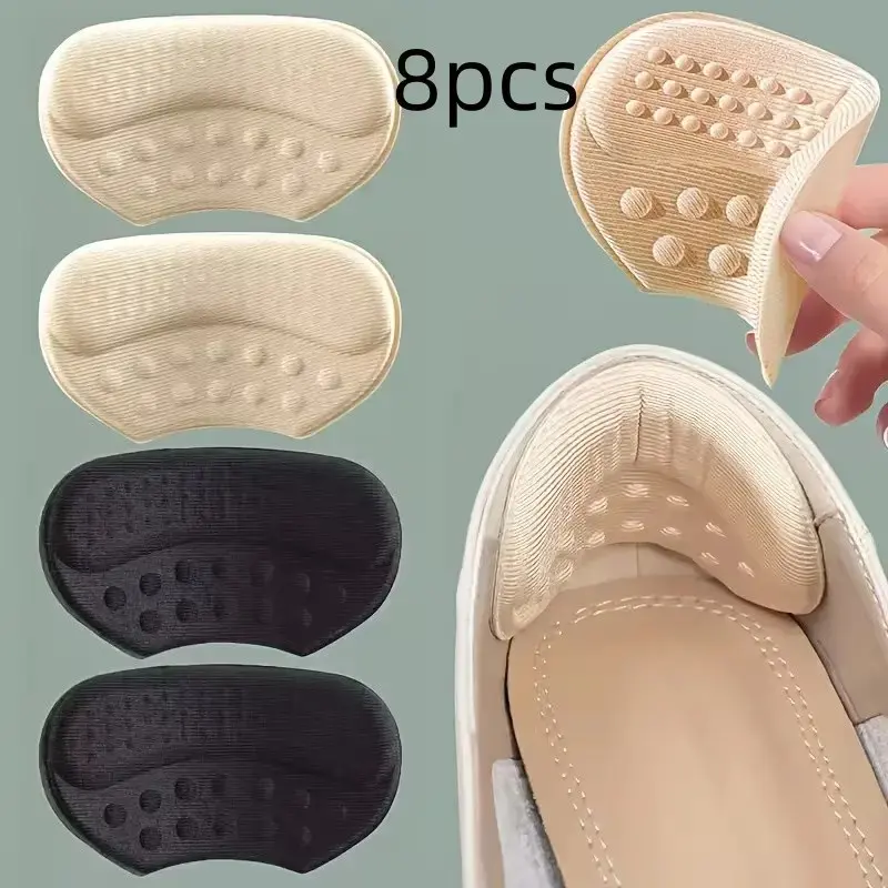 8pcs Self-Adhesive Shoe Pads, Anti-Slip, Non Slip Shoe Pads, No Slip Feet, Suitable for High Heels, Sports Shoes, Large Shoes, Elastic Durable Shoe Inserts, Shoe Insoles