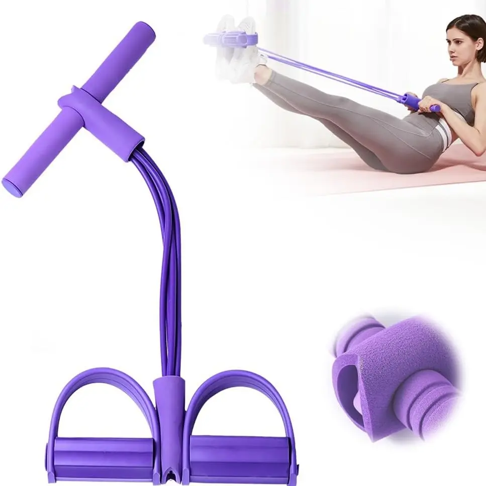 Pedal Resistance Bands with Handles, Multifunction Tension Rope for Full Body Workout, Yoga, Stretching, Arm Leg Waist Exercise, Portable Elastic Band