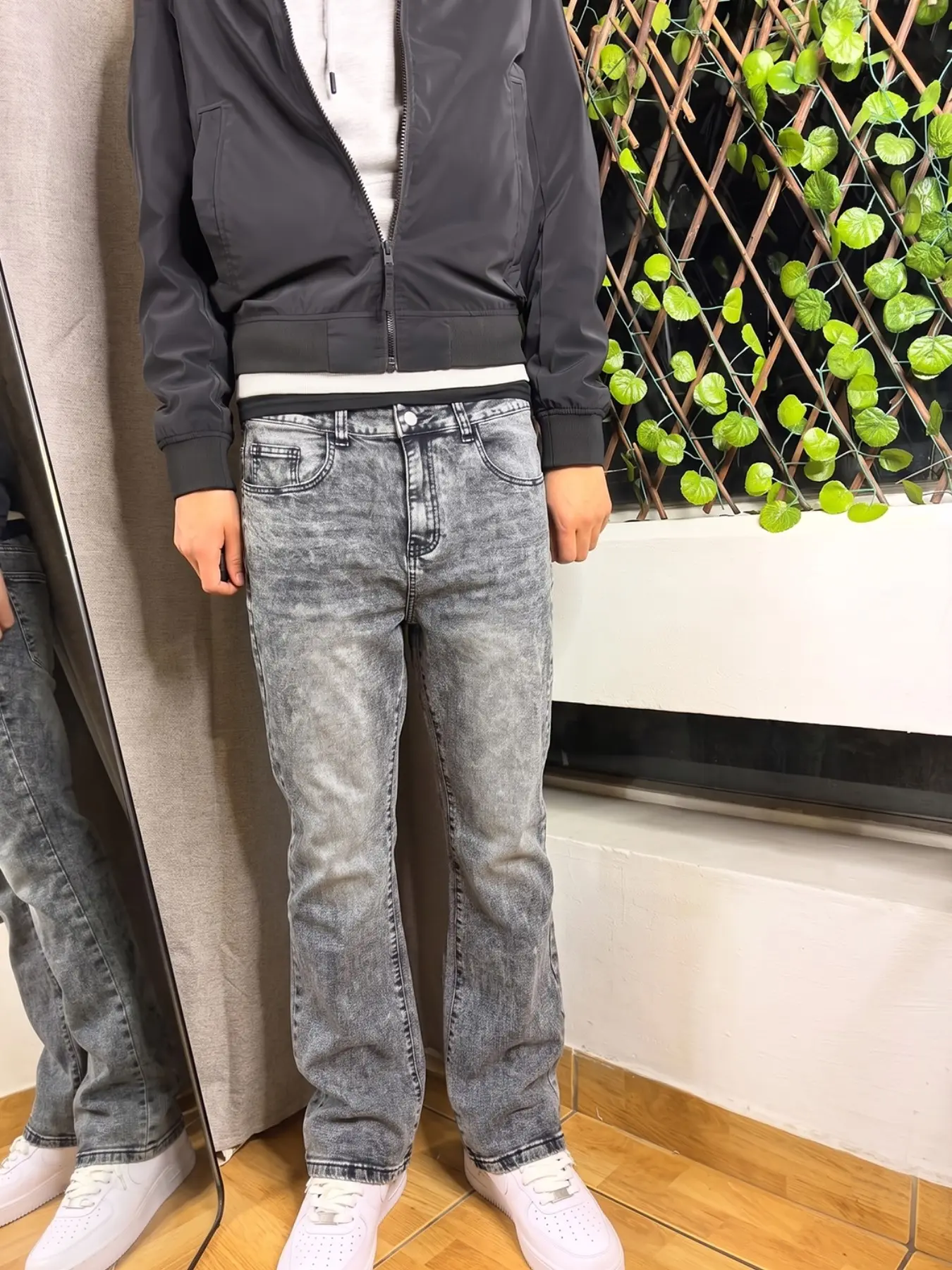 Vintage Light Blue Washed Jeans, Distressed Frayed Hem Flare Pants, Slim-Fit Streetwear Street Style, All-Seasons Versatility, Men's Fashion