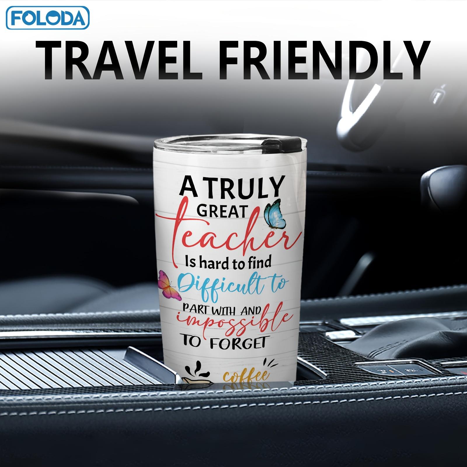 Foloda 1pc Teacher Chrismas Birthday Gift - Teacher Cups Tumbler - Teacher Stainless Steel Insulated Coffee Tumblers - Gifts for Teachers Appreciation - Teacher Mug - Gifts for Teachers From Students Worker on Teacher Day Valentine Gift 20Oz Car Cup