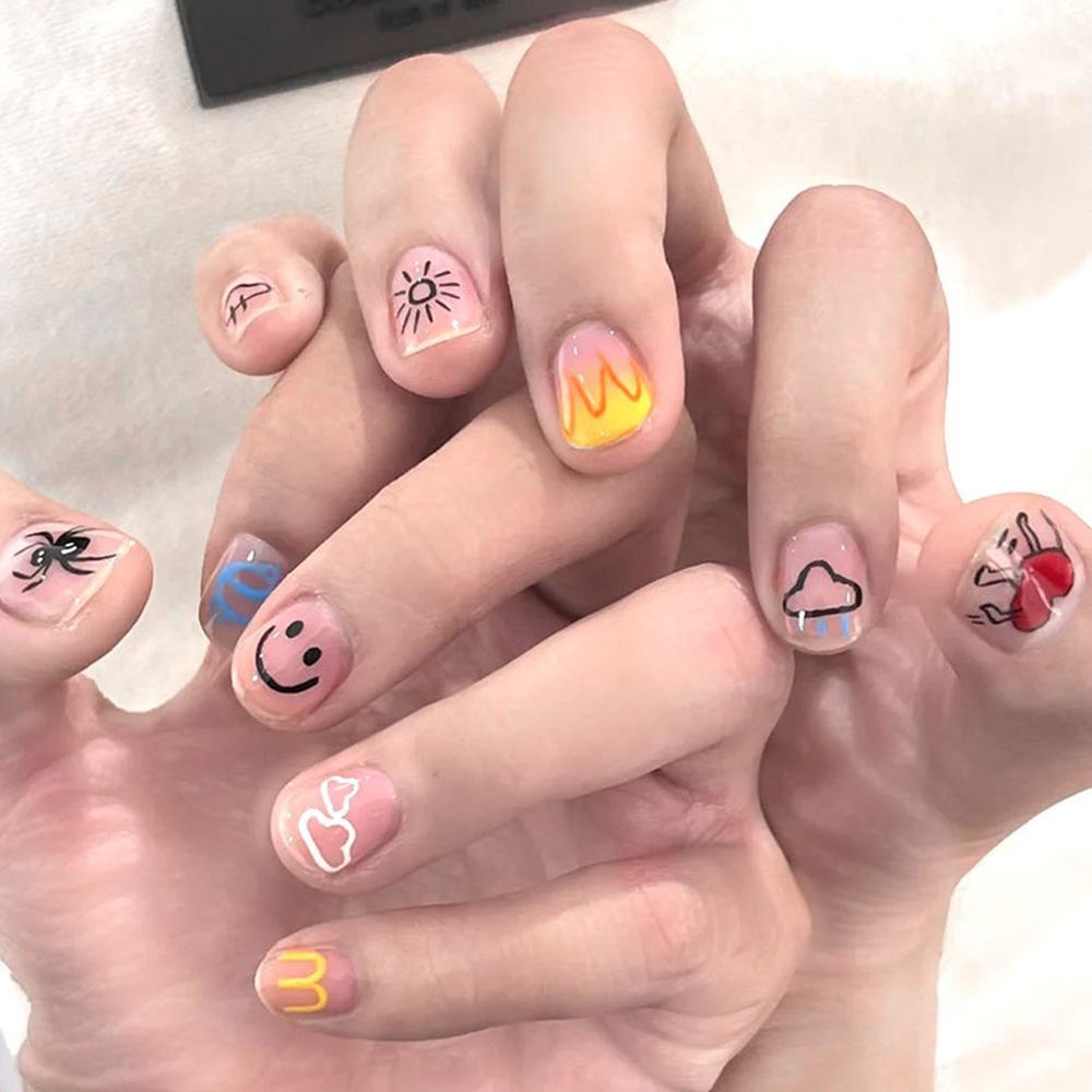 One Set Acrylic Paint Nail Art DIY Football Fan Pattern Body Tattoo Pen French Beauty Outline Pen Daily Use Cosmetic Makeup