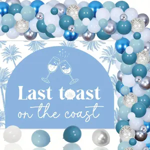 1Set Last Toast on the Coast Bachelorette Party Decorations Coastal Backdrop Blue Balloon Garland Arch Kit for Women Nautical Beach Bach Bachelorette Bridal Shower Wedding Party Supplies