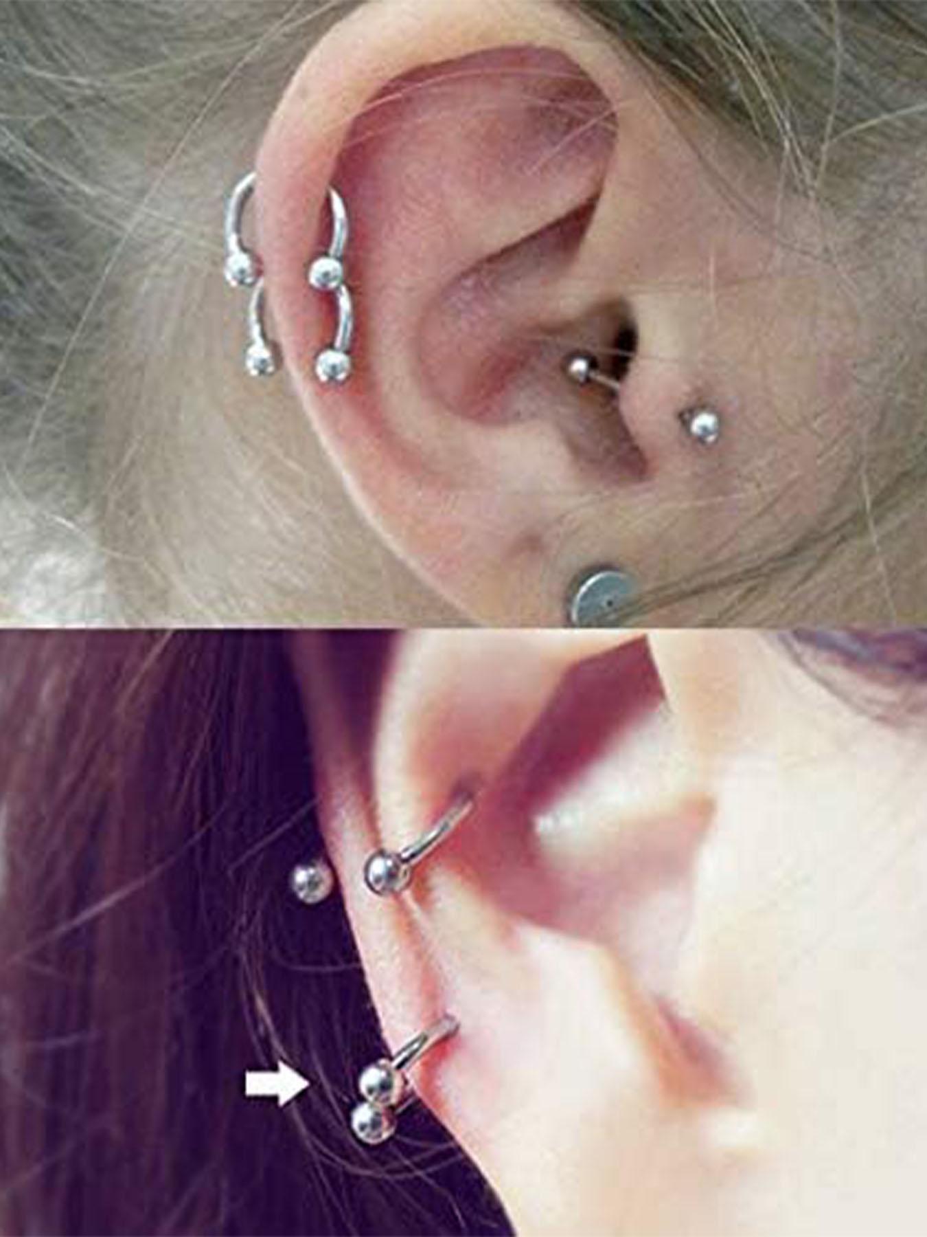 U-shaped Nose Ring, Spiral Nose Ring & Double Ball Lip Nail As Gift for Couple, 36pcs Stainless Steel Nose Rings, Lip Rings, Earrings, Body Piercing Jewelry for Men & Women