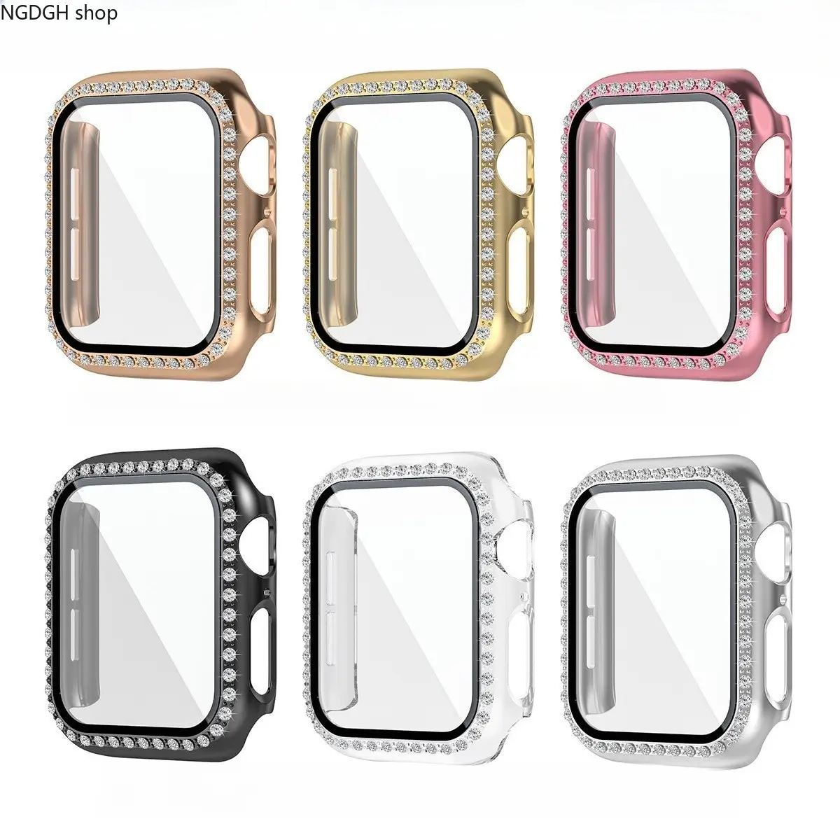 Applicable to Apple Watch Apple11 protective case PC electroplating double diamond integrated tempered film iwach10 diamond case