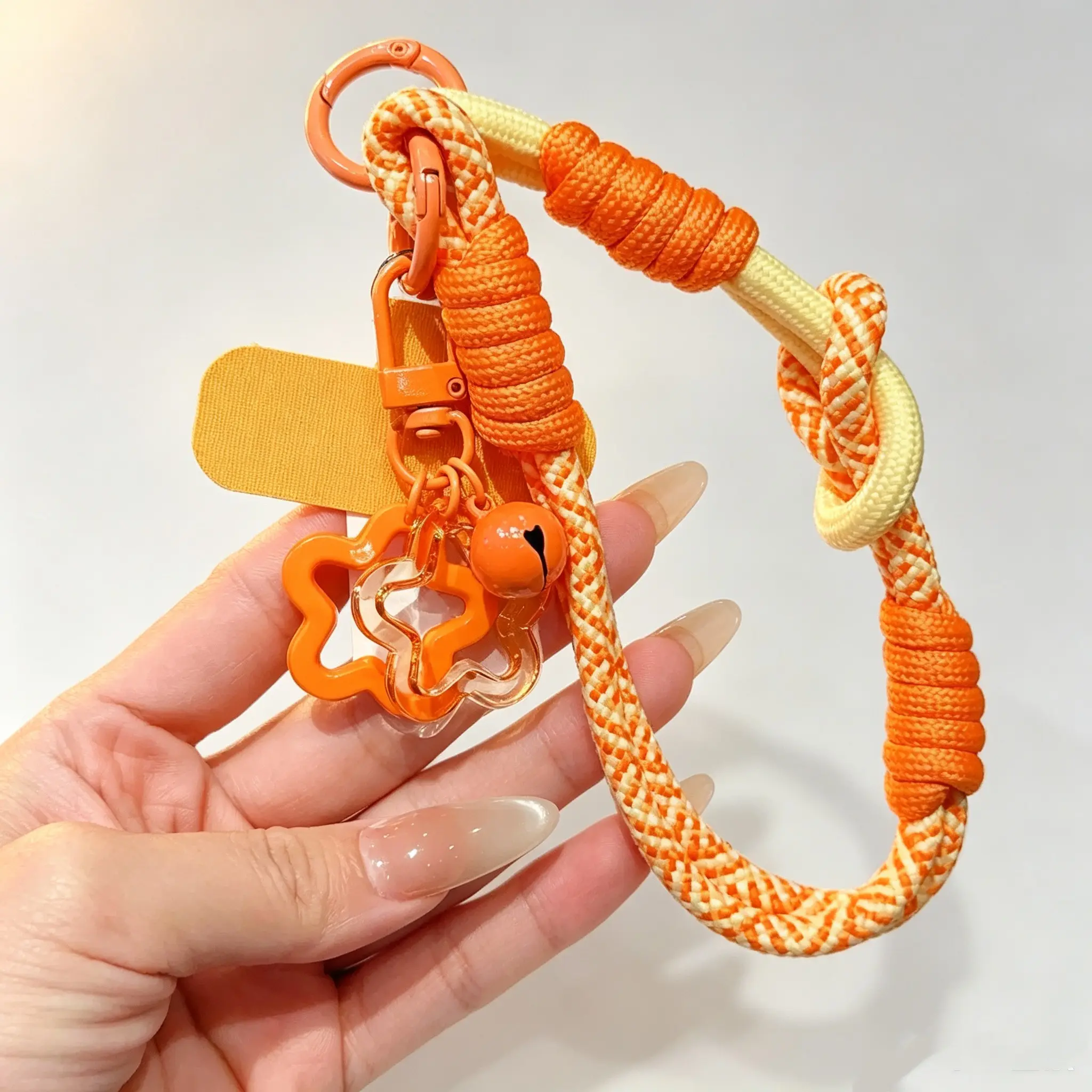 Two-Piece Set: Nylon Phone Lanyard + Charm, Durable Bungee Star Lanyard, Colorblock Braided Cord, Ideal for Phones, Cameras, Bags, Water Bottles, Phone Accessories