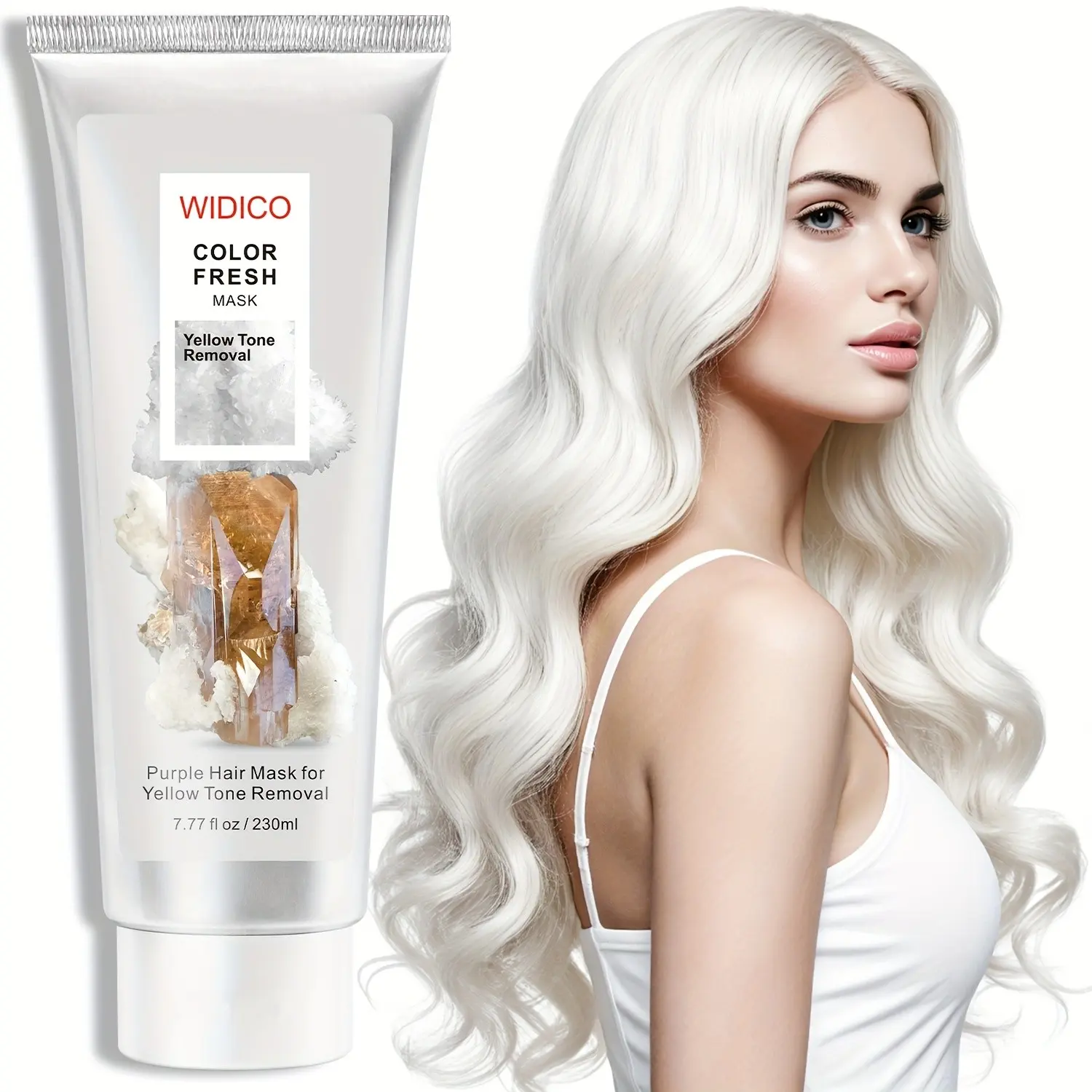 230ML Silver Color Hair Dye Conditioner, Removes Yellow Tone, Long-Lasting, Plant-Based Formula with Hyaluronic Acid, Suitable for All Hair Types, Nourishes Damaged Hair, Haircare