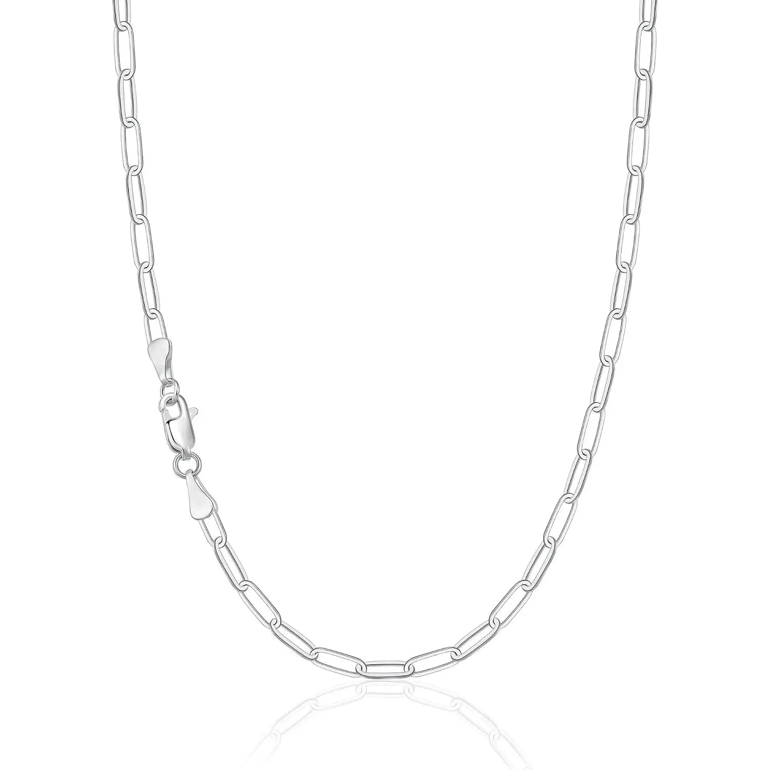 Plated Chain Necklace for Women Men - 3.5mm  Plated Paperclip Chain Necklace, 16/18/20/22/24 Inches  Sturdy Chains,  Gifts for Women