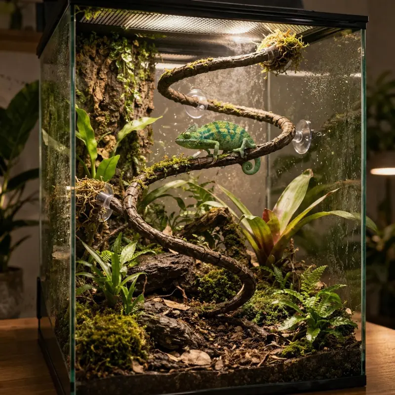 Reptile Climbing Vine with Suction Cups Terrarium Habitat Decor Bendable Jungle Branch Chameleon Crested Gecko Spider Rainforest Landscaping Climbing Perch Bionic Hanging Vine Arboreal Reptiles