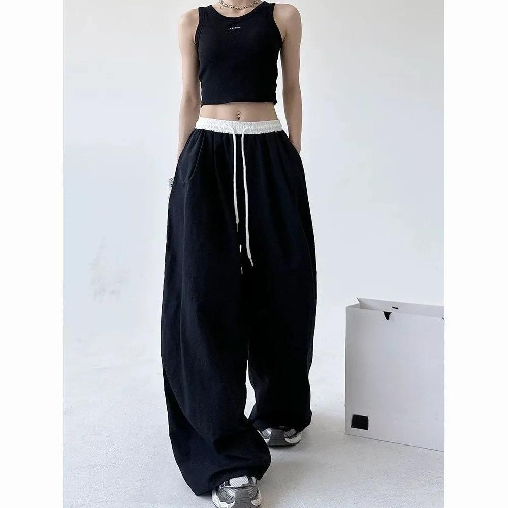 High Street Women's Wide Leg Pants Drawstring Y2K Gothic Hip Hop Lady's Cargo Pants Hotsweet Matching Female Trousers Summer New