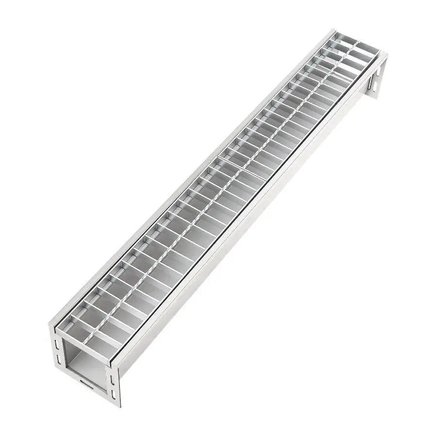 VEVOR Stainless Steel Trench Drain, 39.3" Length, 5.8x5.5 in Channel with Galvanized Steel Grates, Outdoor Pool Drainage System for Driveway, Patio, Silver