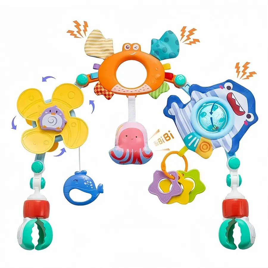 Multifunctional Newborn Infant Baby Hanging Sensory Toy, Suitable for Stroller, Car Seat, Crib, Cartoon Rattle, Early Education Interactive Play Baby Toy