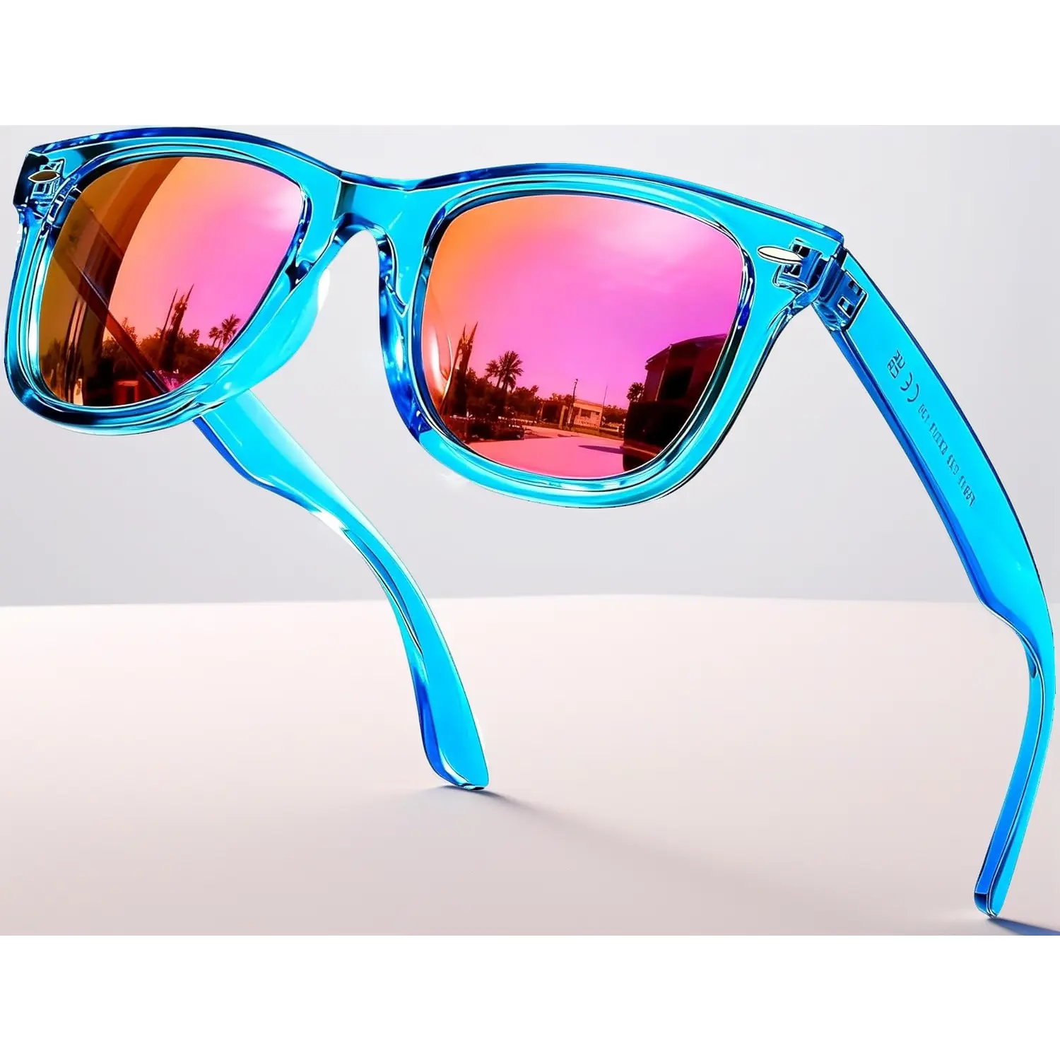 Unisex Polarized Full Rim Sports Sunglasses - Square Shape, Mirrored Polarised Lens, UV Protection, Medium Fit, Available in A01-Teal Pink Mirror Lens, A5-Yellow Blue, A6-Brown Silver, B12-Black Blue+Black Grey(2pack), C10-Red Brown+Clear Brown(2pack)