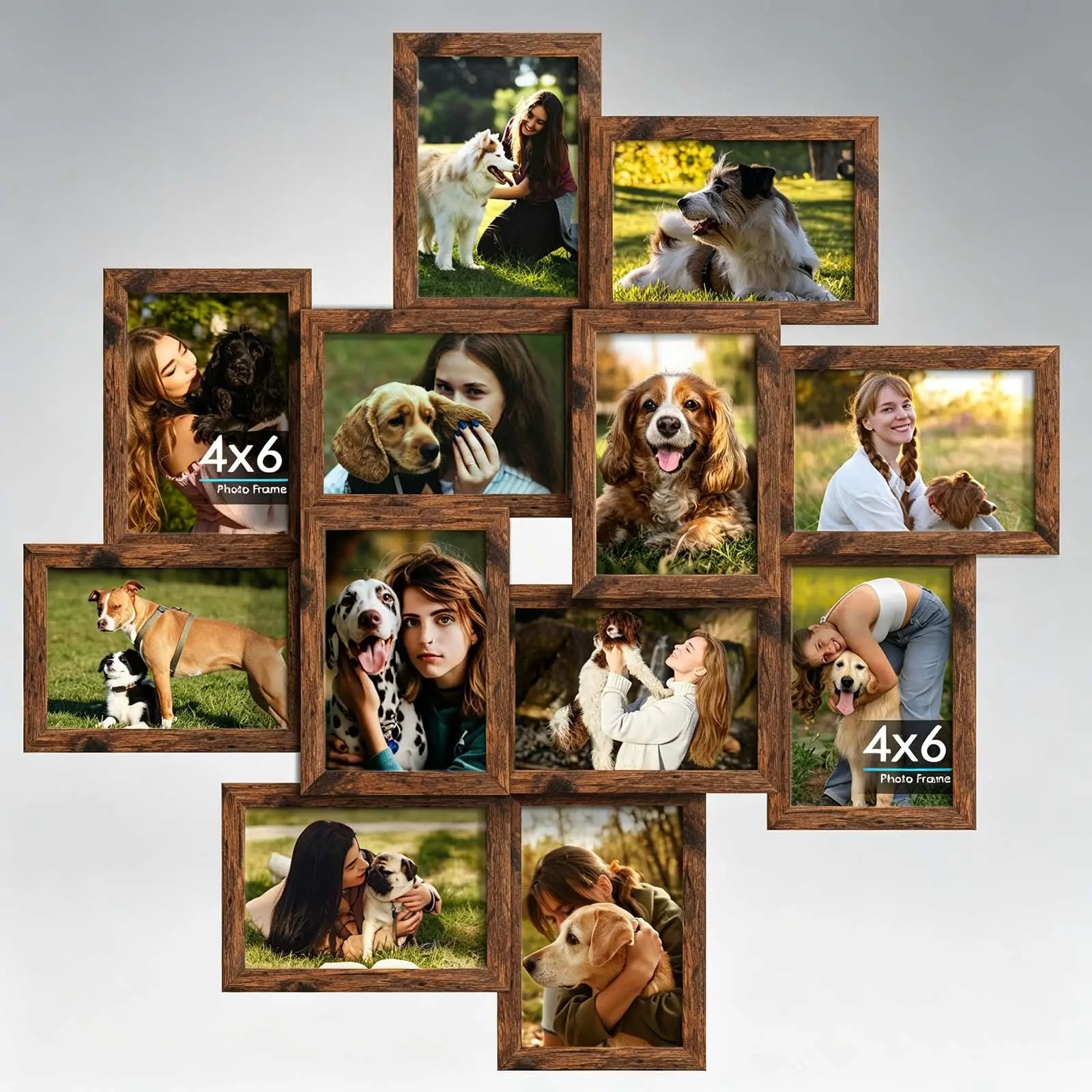 4x6 Collage Picture Frames, 12-Pack Solid Wood Photo Frame, Wall Decor with Glass Front, Assembly Required