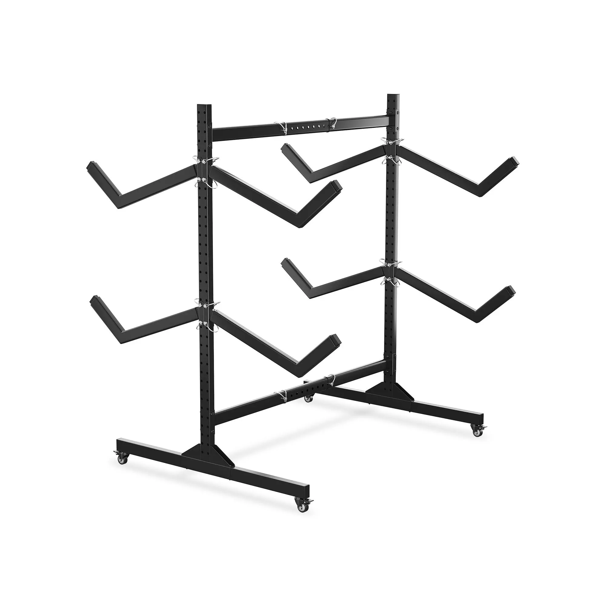 【Garvee】 Heavy Duty Double-Sided Freestanding Kayak Storage Rack – Adjustable Width, Holds 4 Kayaks, Canoes, SUPs & Paddleboards, Lockable Wheeled Stand – Appropriate for Garage, Canopy, Dock, Indoor & Outdoor Use