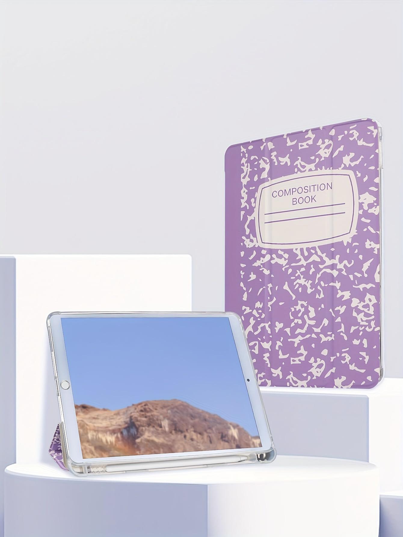 Notebook Pattern Case For Tablet, Wear-resistant Magnetic Suction Automatic Sleeping Wake Three-fold Two Stand Modes, New Literary Style Protective Cover, Suitable For Ipad Mini4/5/mini6/9.7/10.2/10.5/10.9/11/10 Generation Models. Pen Not Included