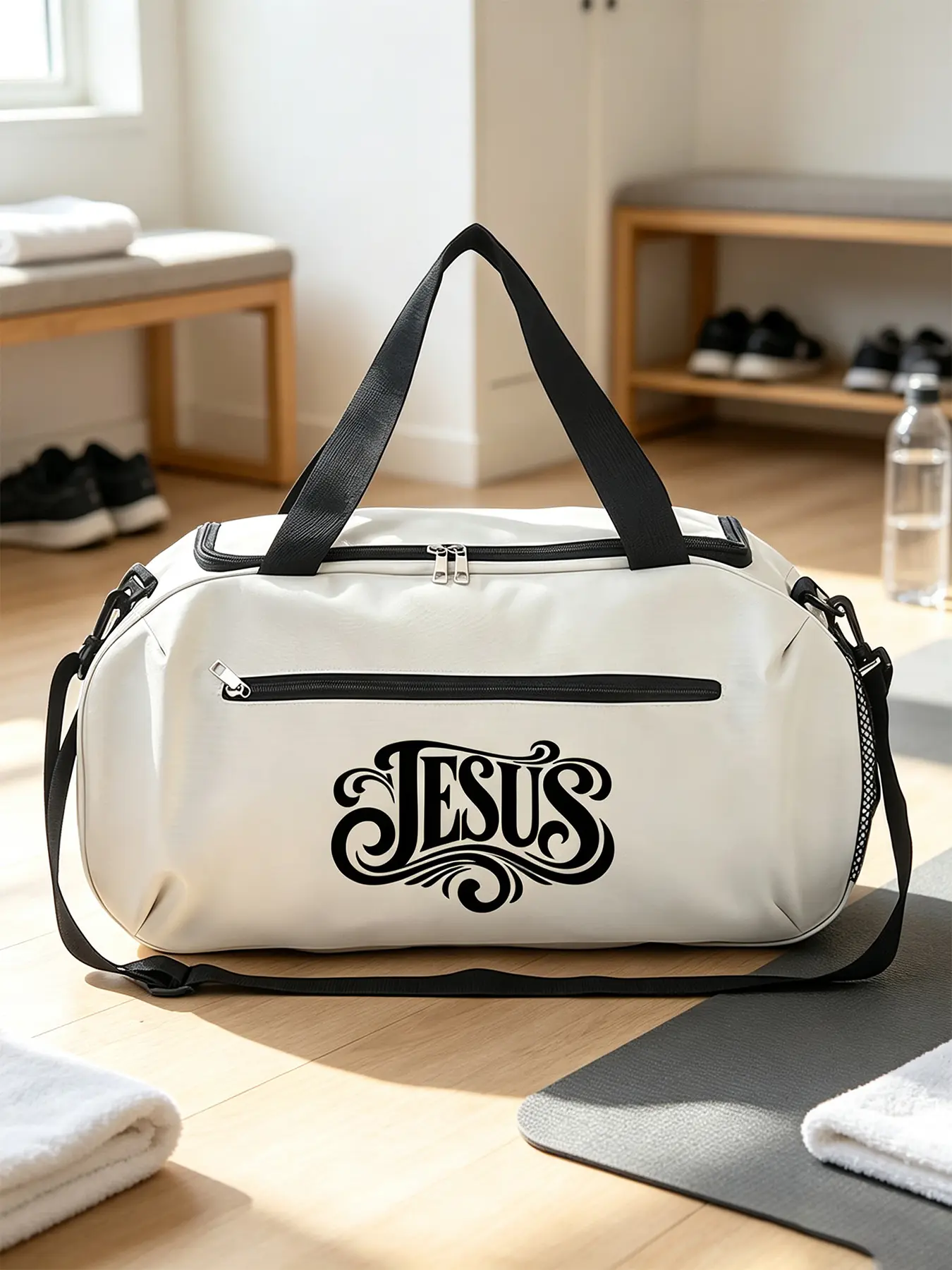 Faith Print Gym Duffle Bag, Unisex Large Shoulder Travel Bag, Ideal for Sports, School, Commute & Short Trips, Great Gift