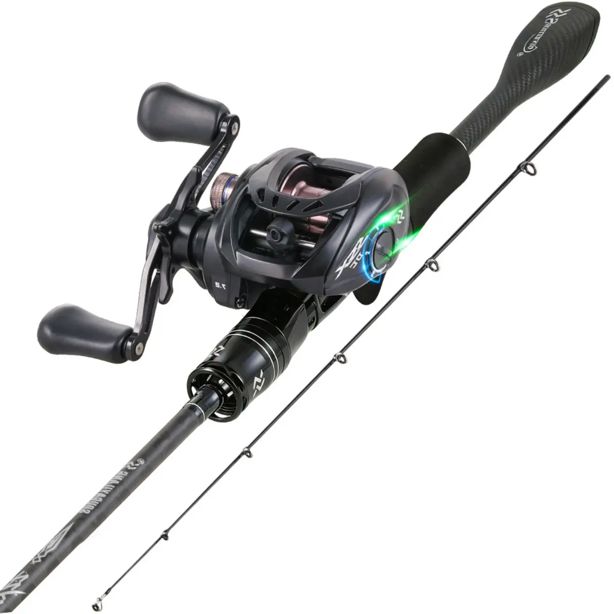 Fishing Rod Reel Combos 2 Pieces  M Power Travel Fishing Rod Pole with 4+1BB Baitcasting Fishing Reel  7.2:1 Gear Ratio DC Baitcaster Reel  for Freshwater Saltwater Fishing