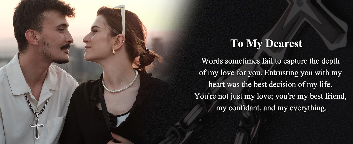 LOLIAS Black Gold Cross Necklace for Men Stainless Steel Byzantine Chain With Cross Pendant Necklace Mens Gift 22-30lnch