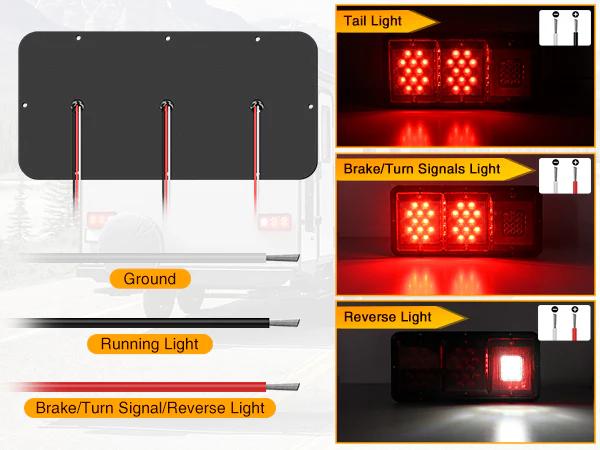 Nilight Rectangle Red LED Triple Tail Lights Nilight Rectangle Red LED Triple Tail Lights