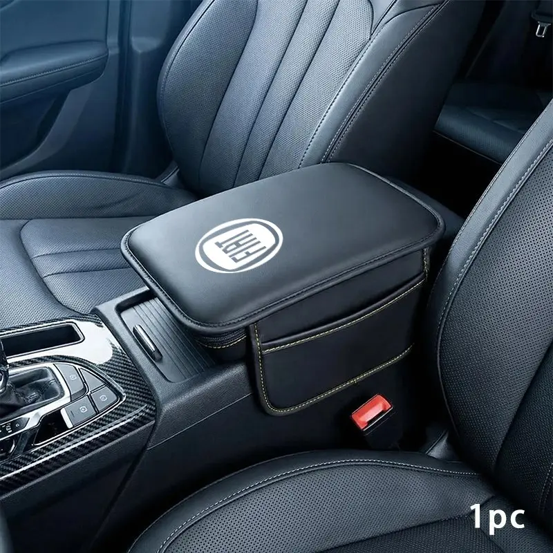 Fiat Car Center Console Protective Pad, Multi-Pocket Eyewear & Phone Storage, PU Leather, Stain-Resistant, Easy Install, Unisex