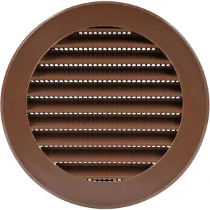 4 Inch Brown Round Soffit Vent Cover, Air Vent Louver Grill with Built-in Insect Screen, HVAC Vents for Bathroom, Kitchen, Home Office
