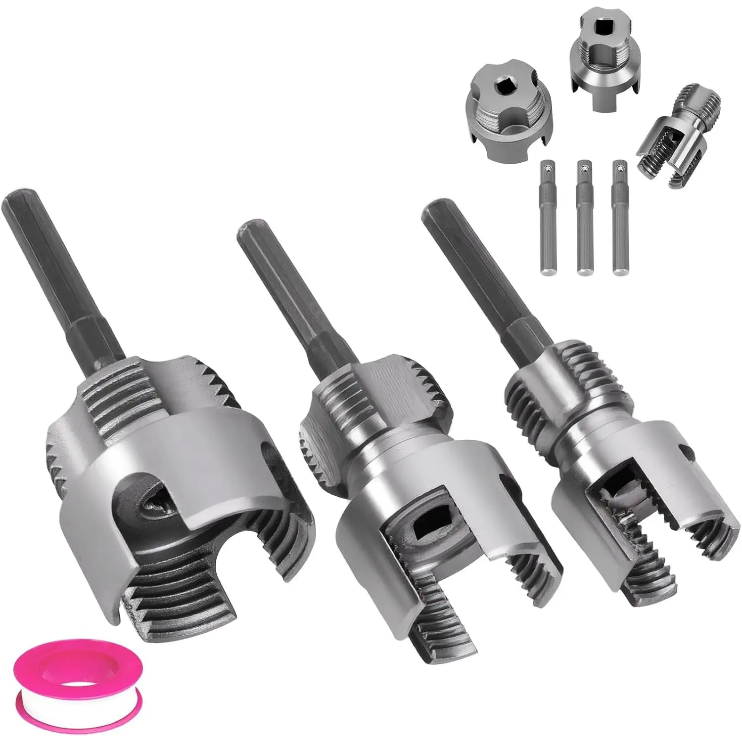 3PCS PVC Pipe Threader Kit - Dual-Function Internal & External Pipe Threading Tool for 1/2"& 3/4" & 1" PVC/Plastic Pipes